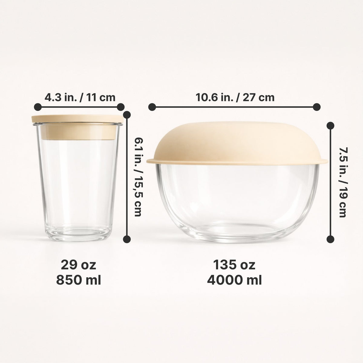 Peak Dough jar and bowl dimensions