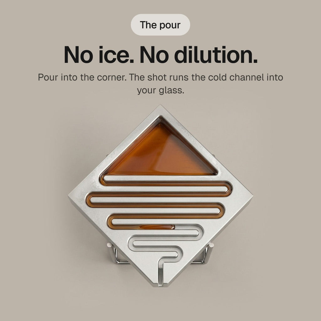 Ice Luge: pour into the corner, no ice, no dilution