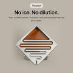 Ice Luge: pour into the corner, no ice, no dilution