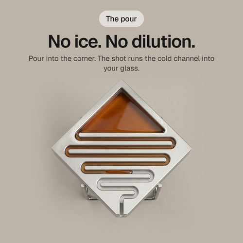 Ice Luge: pour into the corner, no ice, no dilution