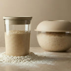 Peak Dough starter jar and proofing bowl with rising sourdough
